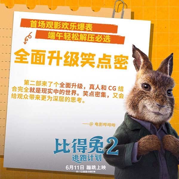 《比得兔2:逃跑计划》多城提前观影获好评 大(图6) 《比得兔2:逃跑计划》多城提前观影获好评 大(图6)